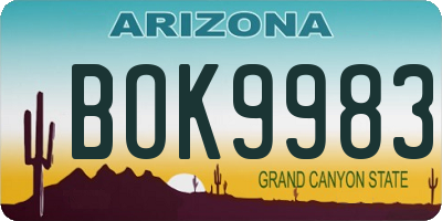 AZ license plate BOK9983