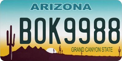 AZ license plate BOK9988