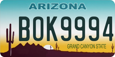 AZ license plate BOK9994