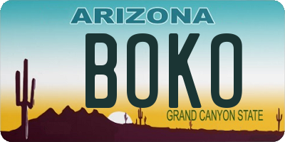 AZ license plate BOKO