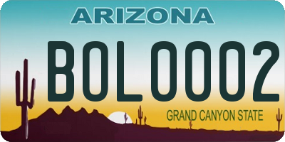AZ license plate BOL0002