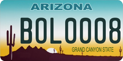 AZ license plate BOL0008