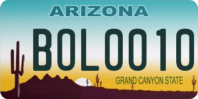 AZ license plate BOL0010