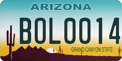 AZ license plate BOL0014