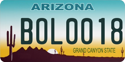 AZ license plate BOL0018