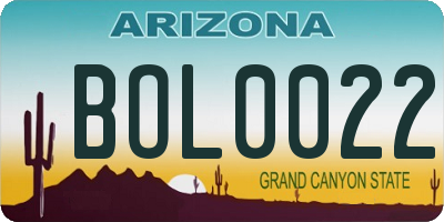 AZ license plate BOL0022