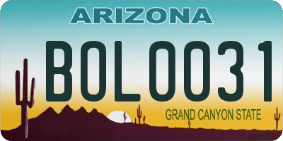 AZ license plate BOL0031