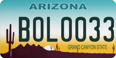 AZ license plate BOL0033