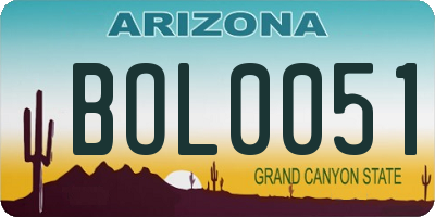 AZ license plate BOL0051
