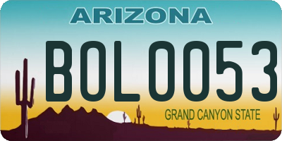 AZ license plate BOL0053