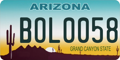 AZ license plate BOL0058