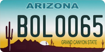 AZ license plate BOL0065