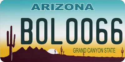 AZ license plate BOL0066
