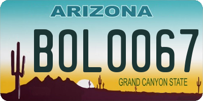 AZ license plate BOL0067
