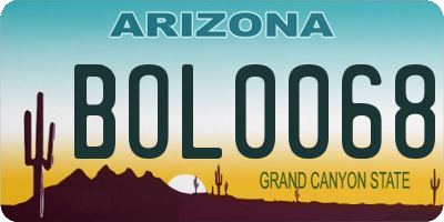 AZ license plate BOL0068