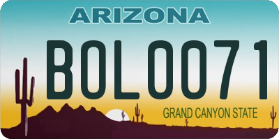 AZ license plate BOL0071