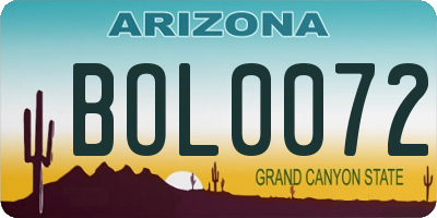 AZ license plate BOL0072