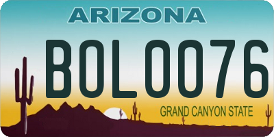 AZ license plate BOL0076
