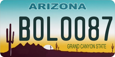 AZ license plate BOL0087