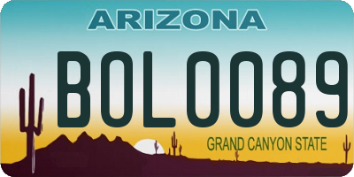 AZ license plate BOL0089