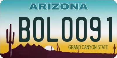 AZ license plate BOL0091
