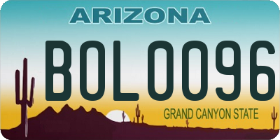 AZ license plate BOL0096