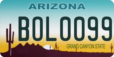 AZ license plate BOL0099
