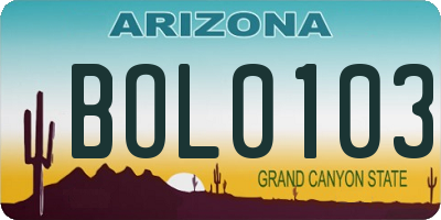 AZ license plate BOL0103