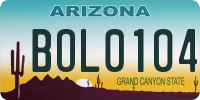 AZ license plate BOL0104