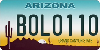 AZ license plate BOL0110
