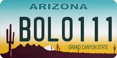 AZ license plate BOL0111