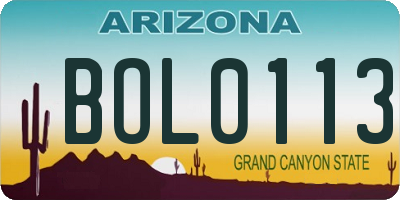AZ license plate BOL0113
