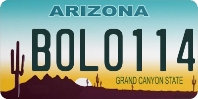 AZ license plate BOL0114