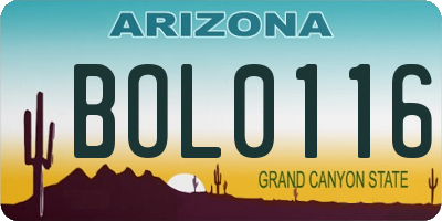AZ license plate BOL0116