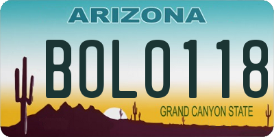 AZ license plate BOL0118