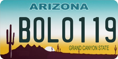 AZ license plate BOL0119