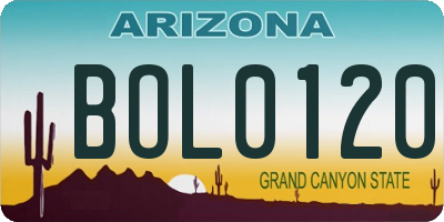 AZ license plate BOL0120