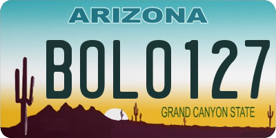 AZ license plate BOL0127