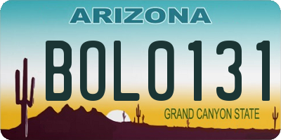 AZ license plate BOL0131