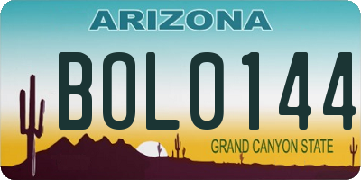 AZ license plate BOL0144