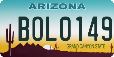 AZ license plate BOL0149