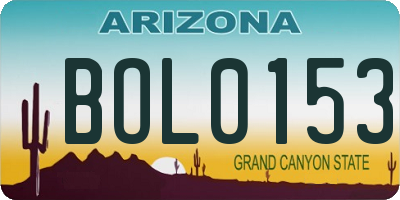 AZ license plate BOL0153