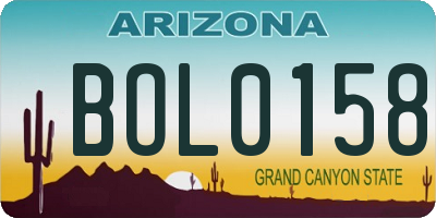 AZ license plate BOL0158