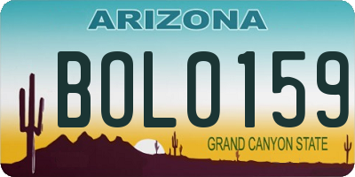 AZ license plate BOL0159