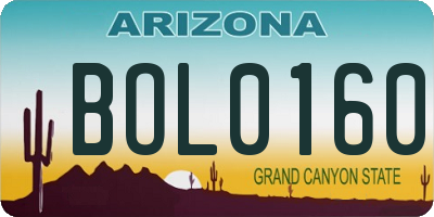 AZ license plate BOL0160