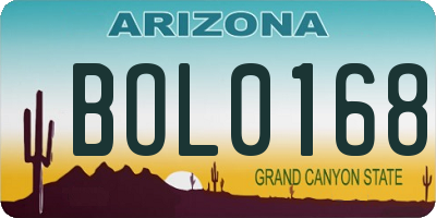 AZ license plate BOL0168