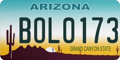 AZ license plate BOL0173