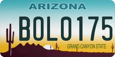 AZ license plate BOL0175