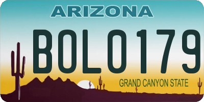 AZ license plate BOL0179