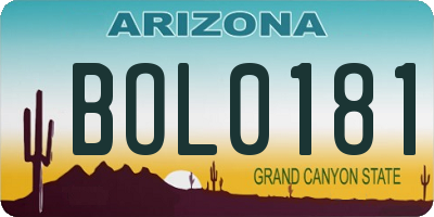 AZ license plate BOL0181